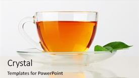  Presentation with green tea - Slides having cup with tea and green background and a lemonade colored foreground