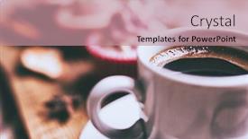  Presentation with cupcake - Slide set having cupcake and coffee on old dark rustic wooden table selective focus close-up background and a coral colored foreground