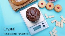  Presentation with digital earth abstract blue - Presentation design having cupcake and digital kitchen scale background and a light blue colored foreground