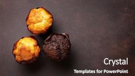  Presentation with muffins - Slide set featuring muffins top view with space background and a wine colored foreground