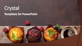  Presentation with coffe - PPT layouts featuring muffins with berries and coffee background and a dark gray colored foreground