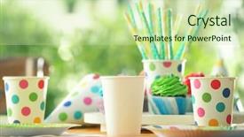  Presentation with table setting - Theme with disposable cup - table setting with plastic ware background and a soft green colored foreground