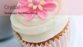  Presentation with cupcake - Audience pleasing slide deck consisting of cupcake-decorated-with-a-pink backdrop and a coral colored foreground