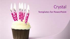  Presentation with cupcake - Colorful presentation design enhanced with cupcake decorated with birthday candles backdrop and a lemonade colored foreground