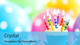  Presentation with cupcake - Cool new presentation design with cupcake decorated with colorful birthday backdrop and a cyan colored foreground