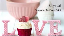  Presentation with hearts - Colorful presentation theme enhanced with cupcake-decorated-with-fondant-hearts backdrop and a lemonade colored foreground