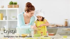  Presentation with baking concept on dark - Audience pleasing slide deck consisting of cupcake liner and making muffins backdrop and a yellow colored foreground