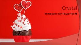  Presentation with heart love - PPT layouts having cupcake-love-heart-themed-treats and a red colored foreground