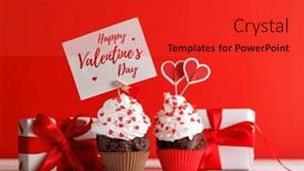 Presentation with love heart - PPT layouts with cupcake-love-heart-themed-treats and a red colored foreground