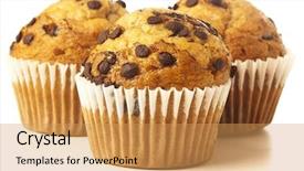 Presentation with muffin - Slide deck having cupcake muffins - chocolate muffin isolated background and a yellow colored foreground