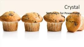  Presentation with muffin - Cool new presentation theme with cupcake muffins - muffin with chocolate on white backdrop and a blonde colored foreground