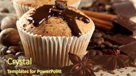  Presentation with cakes cupcake - Slides with cupcake muffins - tasty muffin cakes with chocolate background and a tawny brown colored foreground