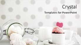  Presentation with cupcake - PPT theme featuring cupcake on a table lifestyle background and a white colored foreground