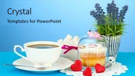  Presentation with cupcake - Cool new theme with three young beautiful happiness women dancing over white background backdrop and a white colored foreground