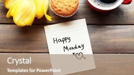  Presentation with coffee cup diary - Presentation design with cupcake tulips and happy monday background and a  colored foreground