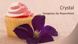  Presentation with clematis - Slide set featuring cupcake with a clematis flower on burlap background - a simple romantic gift background and a lemonade colored foreground