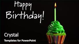  Presentation with happy birthday - Beautiful PPT theme featuring cupcake with candle and text backdrop and a black colored foreground