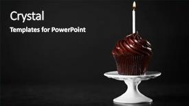 Presentation with cupcake - Beautiful PPT theme featuring cupcake with candle on dark backdrop and a black colored foreground