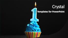  Presentation with cupcake - PPT layouts with cupcake with candle on dark background and a black colored foreground