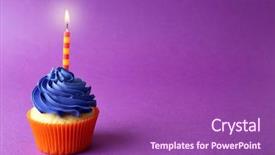  Presentation with birthday - Slides having cupcake with candle on purple background and a violet colored foreground