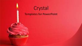  Presentation with cupcake - Audience pleasing slides consisting of cupcake with candle on red backdrop and a red colored foreground