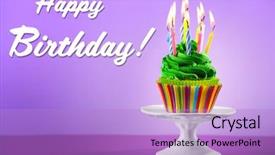  Presentation with happy birthday - Cool new PPT theme with cupcake with candles and text backdrop and a  colored foreground