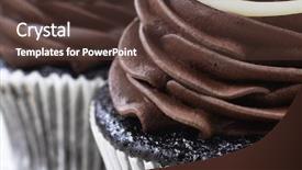  Presentation with closeup of halloween cupcake - PPT theme enhanced with cupcake with chocolate mousse cream background and a tawny brown colored foreground