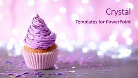  Presentation with cupcake - Presentation having cupcake with purple cream icing background and a pink colored foreground