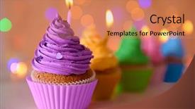  Presentation with pink glitter - PPT theme consisting of pink blue butterly - cupcake with purple cream icing background and a coral colored foreground