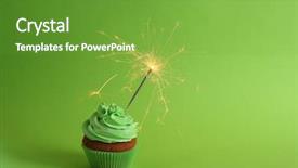  Presentation with cupcake - Beautiful slides featuring cupcake with sparkler on green backdrop and a tawny brown colored foreground