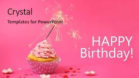  Presentation with pink sparkle - Beautiful slide deck featuring cupcake with sparkler on pink backdrop and a coral colored foreground