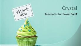  Presentation with thank - Slide set featuring cupcake-with-thank-you-sign background and a mint green colored foreground