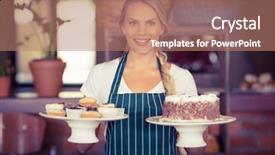  Presentation with chocolate shop - Theme consisting of cupcakes at the coffee shop background and a coral colored foreground