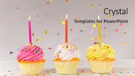  Presentation with birthday - Presentation with cupcakes coffee - colorful birthday cup cakes background and a light gray colored foreground
