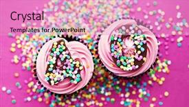  Presentation with cupcakes - Beautiful theme featuring cupcakes for a 40th birthday backdrop and a coral colored foreground