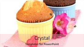  Presentation with baking - PPT layouts enhanced with cupcakes in bowls for baking isolated on white background and a coral colored foreground