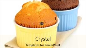  Presentation with baking - Presentation featuring cupcakes in bowls for baking isolated on white background and a blonde colored foreground