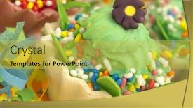  Presentation with cupcakes - Beautiful PPT theme featuring cupcakes in the holiday arrangement backdrop and a yellow colored foreground