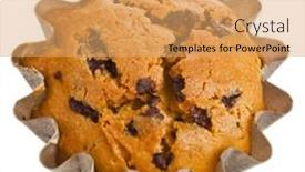  Presentation with white chocolate - Presentation theme with cupcakes-muffin-with-chocolate-chips background and a coral colored foreground