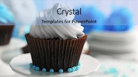  Presentation with cupcakes - PPT theme enhanced with cupcakes-on-wooden-table background and a light blue colored foreground