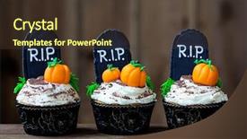  Presentation with cupcakes - Presentation design having cupcakes with a halloween theme background and a tawny brown colored foreground
