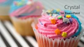  Presentation with pink black - Audience pleasing theme consisting of cupcakes-with-blue-and-pink backdrop and a light blue colored foreground
