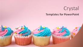  Presentation with blue pink - Theme featuring cupcakes-with-blue-and-pink background and a lemonade colored foreground
