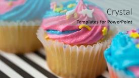  Presentation with pink black - Amazing slide set having cupcakes-with-blue-and-pink backdrop and a light blue colored foreground