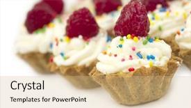  Presentation with cupcakes - Slides having cupcakes with raspberries background and a coral colored foreground