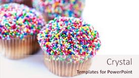 Presentation with sprinkles - Audience pleasing presentation theme consisting of cupcakes-with-sprinkles-over-white backdrop and a lemonade colored foreground