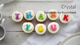  Presentation with cupcakes - Theme with cupcakes-with-thank-you-written background and a light gray colored foreground