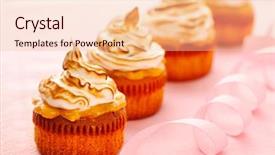  Presentation with cupcakes - Audience pleasing PPT layouts consisting of cupcakes with whipped cream backdrop and a  colored foreground