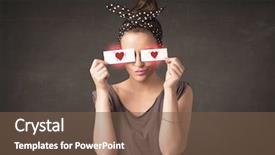  Presentation with pretty girl - Colorful PPT layouts enhanced with cupid - pretty girl holding paper backdrop and a tawny brown colored foreground