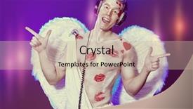  Presentation with love music - Slide deck consisting of cupid enjoys listening to music background and a coral colored foreground